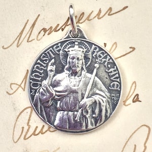 Christ the King Medal  -  Sterling Silver Antique Replica