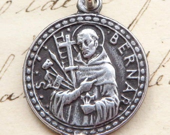 St Bernard of Clairvaux - Patron of bees and beekeepers - Sterling Silver Antique Replica