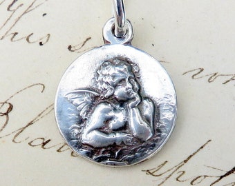 Beschermengelmedaille - antieke sterlingzilveren replica