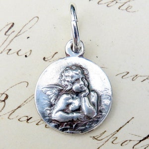 Guardian Angel Medal - Sterling Silver Antique Replica