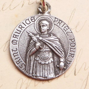 St Maurice Medal - Sterling Silver Antique Replica - Patron of soldiers