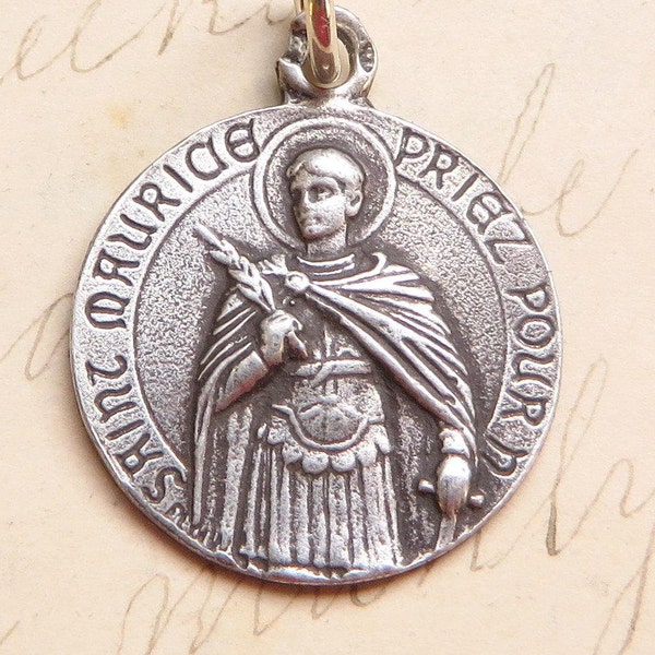 St Maurice Medal - Sterling Silver Antique Replica - Patron of soldiers