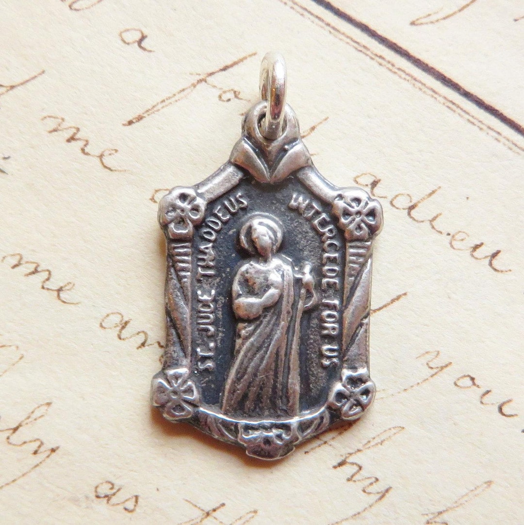 St Jude Thaddeus Medal - Sterling Silver Antique Replica - Patron of ...