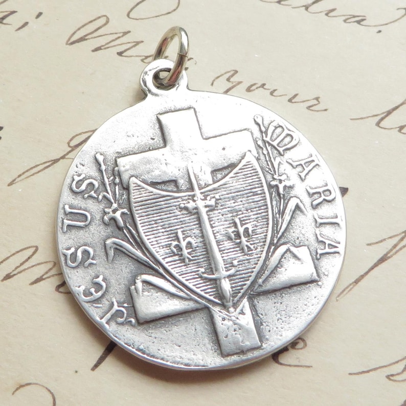 St Joan of Arc Battle Flag Medal - Sterling Silver Antique Replica ...