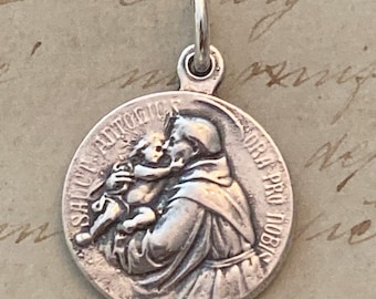 St Anthony of Padua Medal - Sterling Silver Antique Replica - Patron of finding lost items