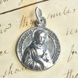 St John of God Medal - Sterling Silver Antique Replica - Patron of nurses and hospitals