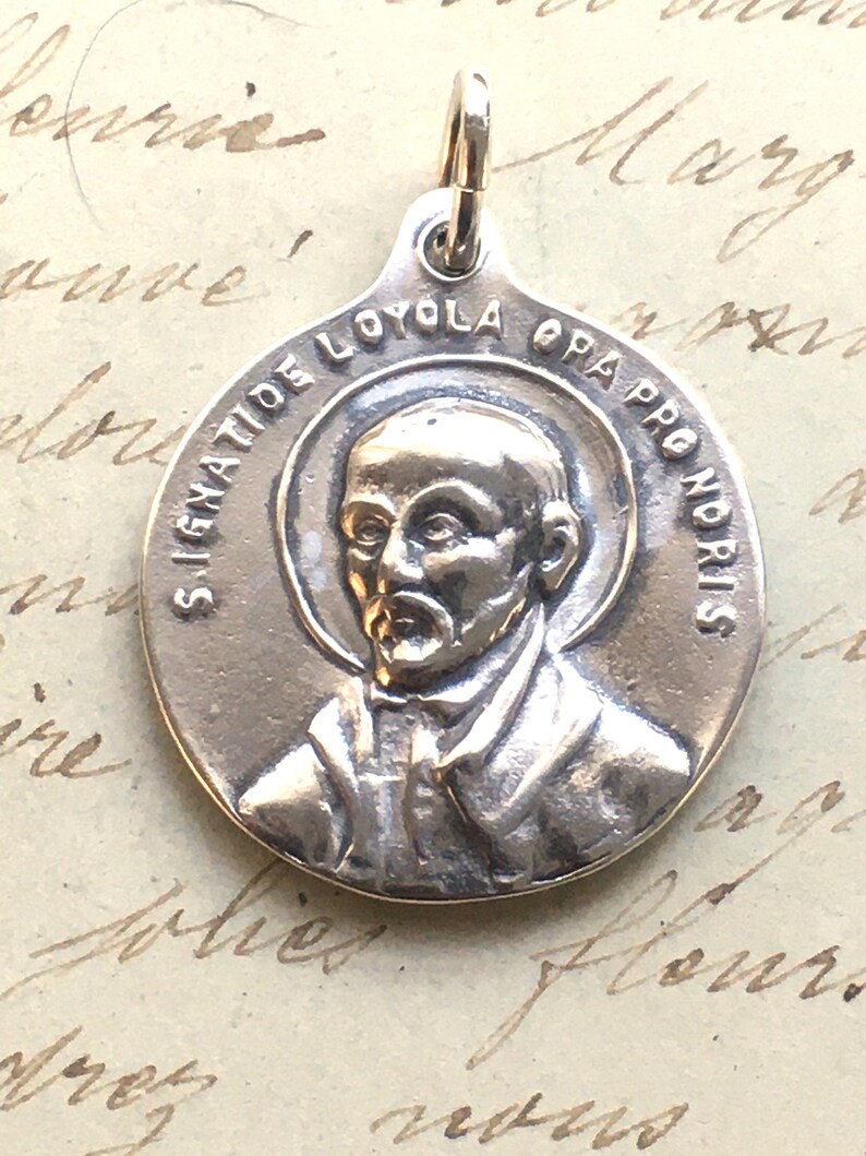 soldiers Sterling Silver Antique Replica parish missions retreats Jesuits St Francis XavierSt Ignatius Medal Patron of missionaries