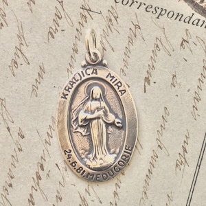 Our Lady of Medjugorje / Queen of Peace - Sterling Silver Antique