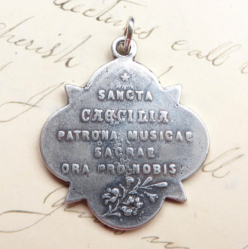 St Cecilia Medal - Sterling Silver Antique Replica - Patrons of Girls ...