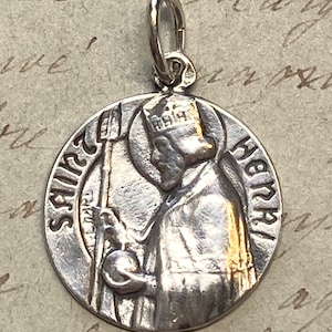 St Henry Medal - Sterling Silver Antique Replica - Patron of disabled people & couples dealing with infertility