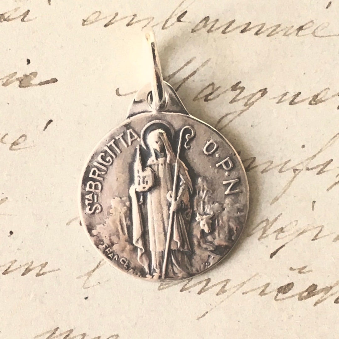 St Bridget of Sweden Medal - Patron of Widows - Sterling Silver Antique ...