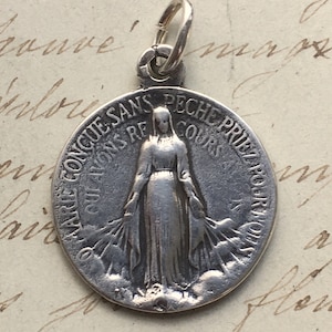 Medalla Milagrosa de la Virgen María - Réplica antigua de plata de ley