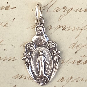 Miraculous Medal / Virgin Mary Medal - Sterling Silver Antique Replica