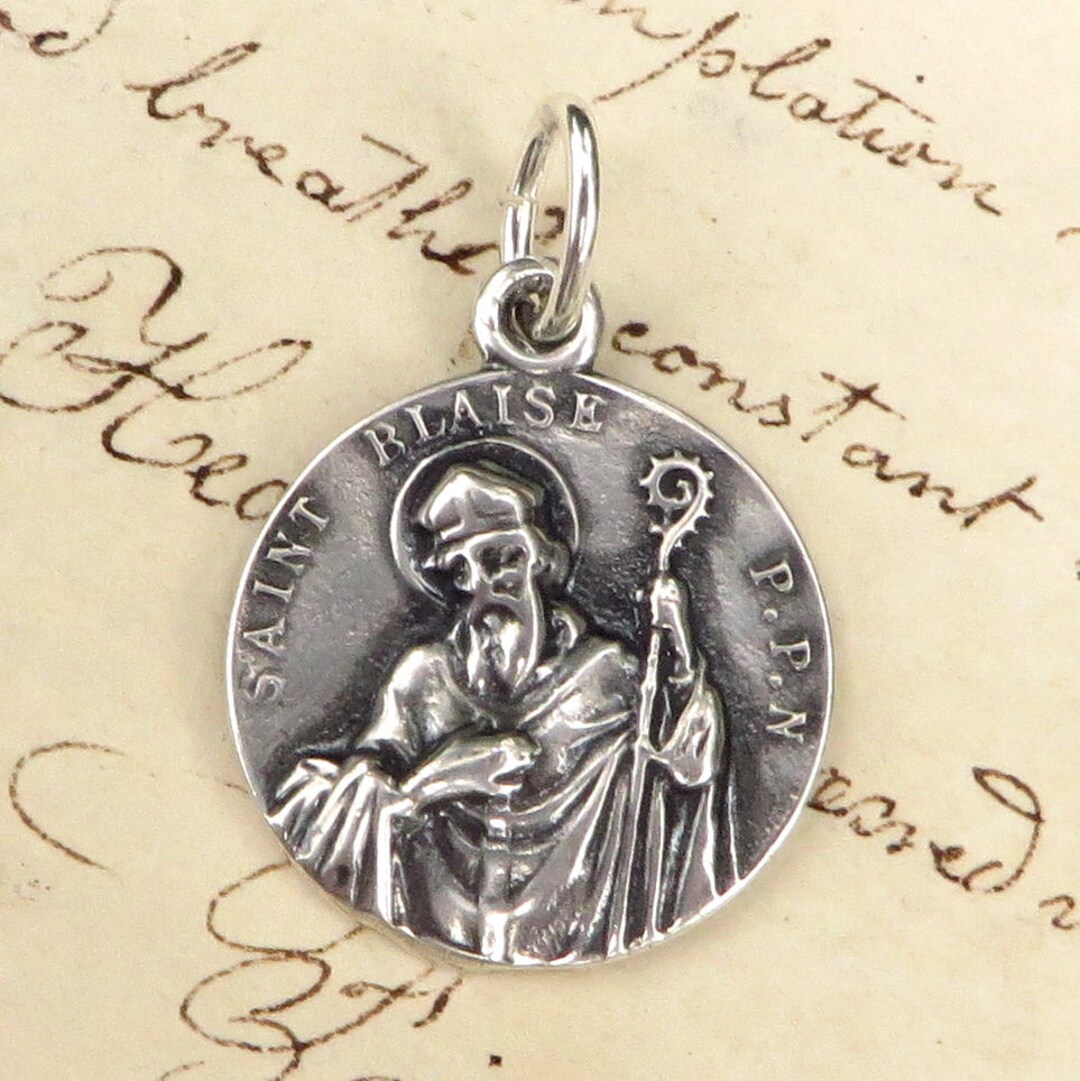 St Blaise Medal - Sterling Silver Antique Replica - Patron of Throat ...