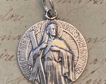 St Andrew Cross Medal - Sterling Silver Antique Replica - Patron of Fishermen and Unmarried Women