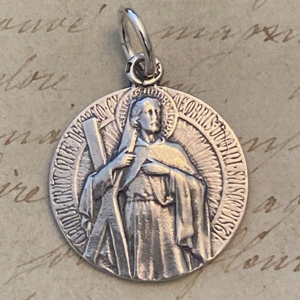St Andrew Cross Medal - Sterling Silver Antique Replica - Patron of Fishermen and Unmarried Women