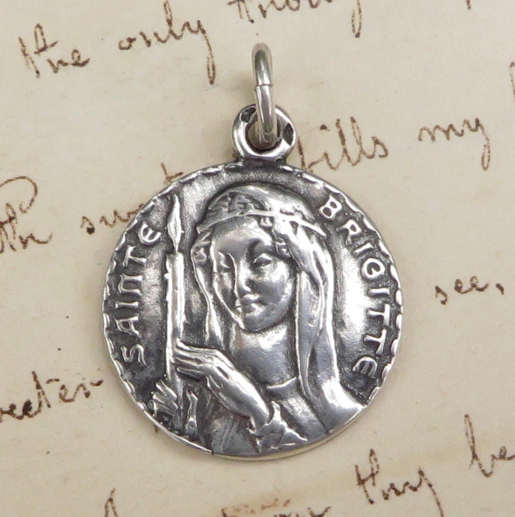 St Brigid / Bridget of Sweden Medal - Patron of Widows - Sterling ...