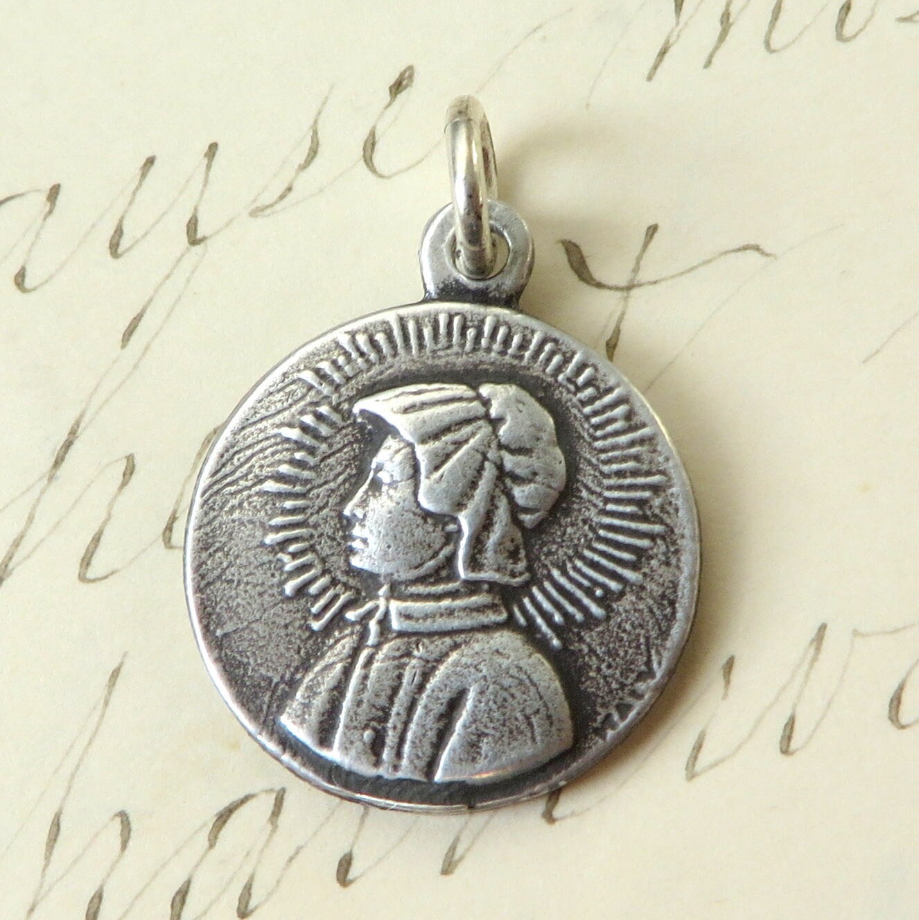Sterling Silver Antiqued Saint Elizabeth Seton Medal Sterling Silver Antiqued Saint Elizabeth Seton Medal