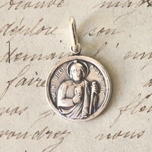 St Jude Thaddeus Medal - Sterling Silver Antique Replica - Patron of lost causes, desperate situations and hospital workers