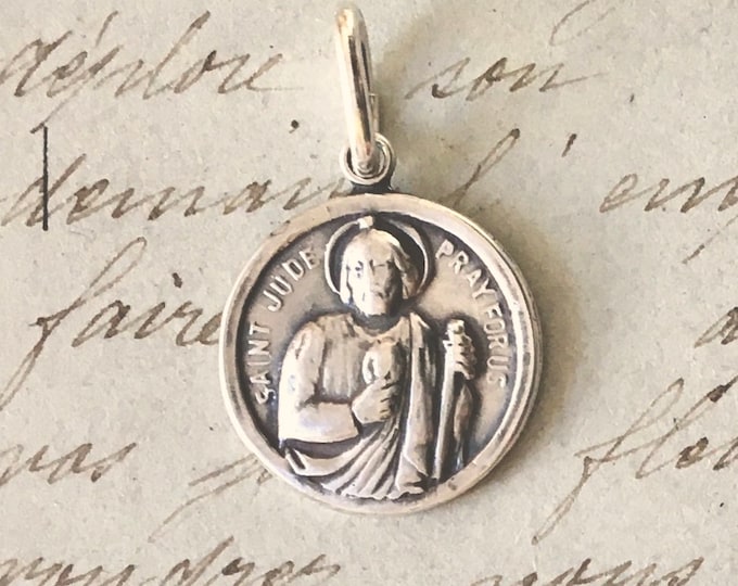 St. Jude Sterling Silver Oval Medal Necklace / San Judas Men's Necklace ...