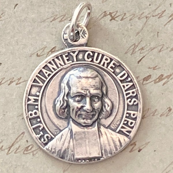 St John Vianney Curé d'Ars - Patron of priests - Sterling Silver Antique Replica