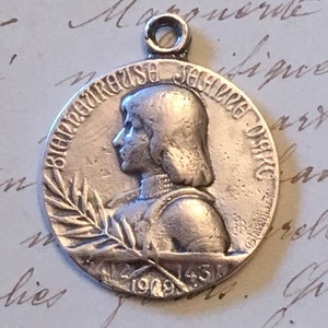 St Joan of Arc Medal - Sterling Silver Antique Replica - Patron of strong women, soldiers and France