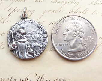 ANCIENNE MEDAILLE métal argenté SAINT BERNARD Souvenir de la Trappe EUR
