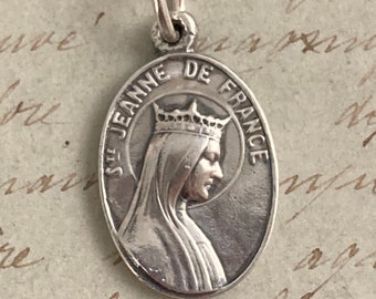 St Jeanne/Joan of France Medal - Sterling Silver Antique Replica - Patron of people in difficult situations