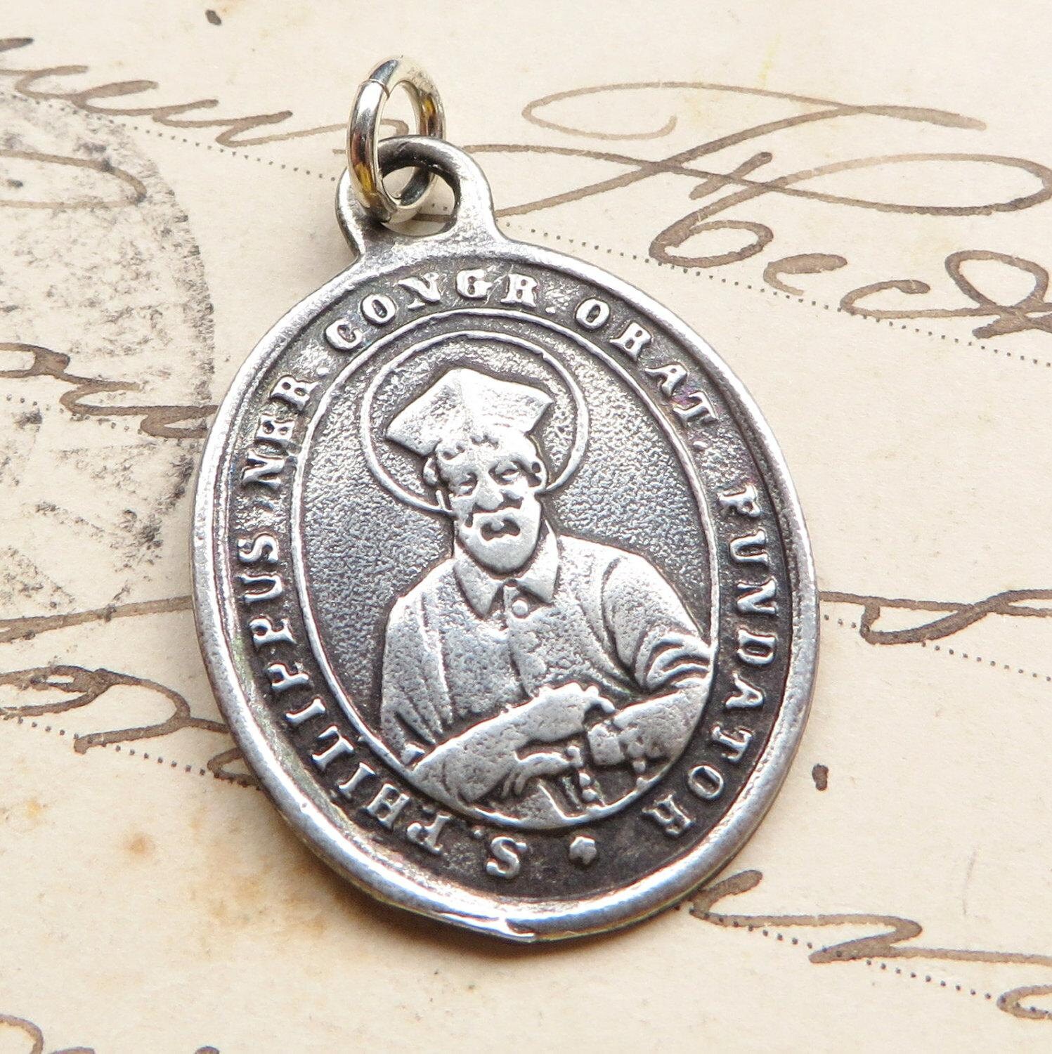 St Philip Neri / Queen of Angels Medal Sterling Silver Etsy