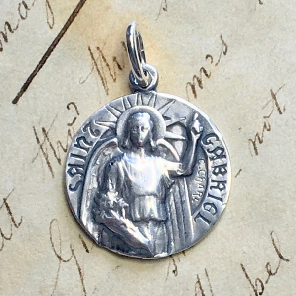 Archangel Gabriel - Sterling Silver Antique Replica - Patron of broadcasters & postal workers