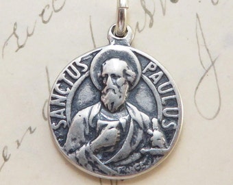 St Paul Medal - Sterling Silver Antique Replica - Patron saint of writers