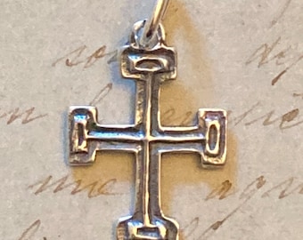 Small Cross Potent/Cross Crutch Medal - Sterling Silver Antique Replica