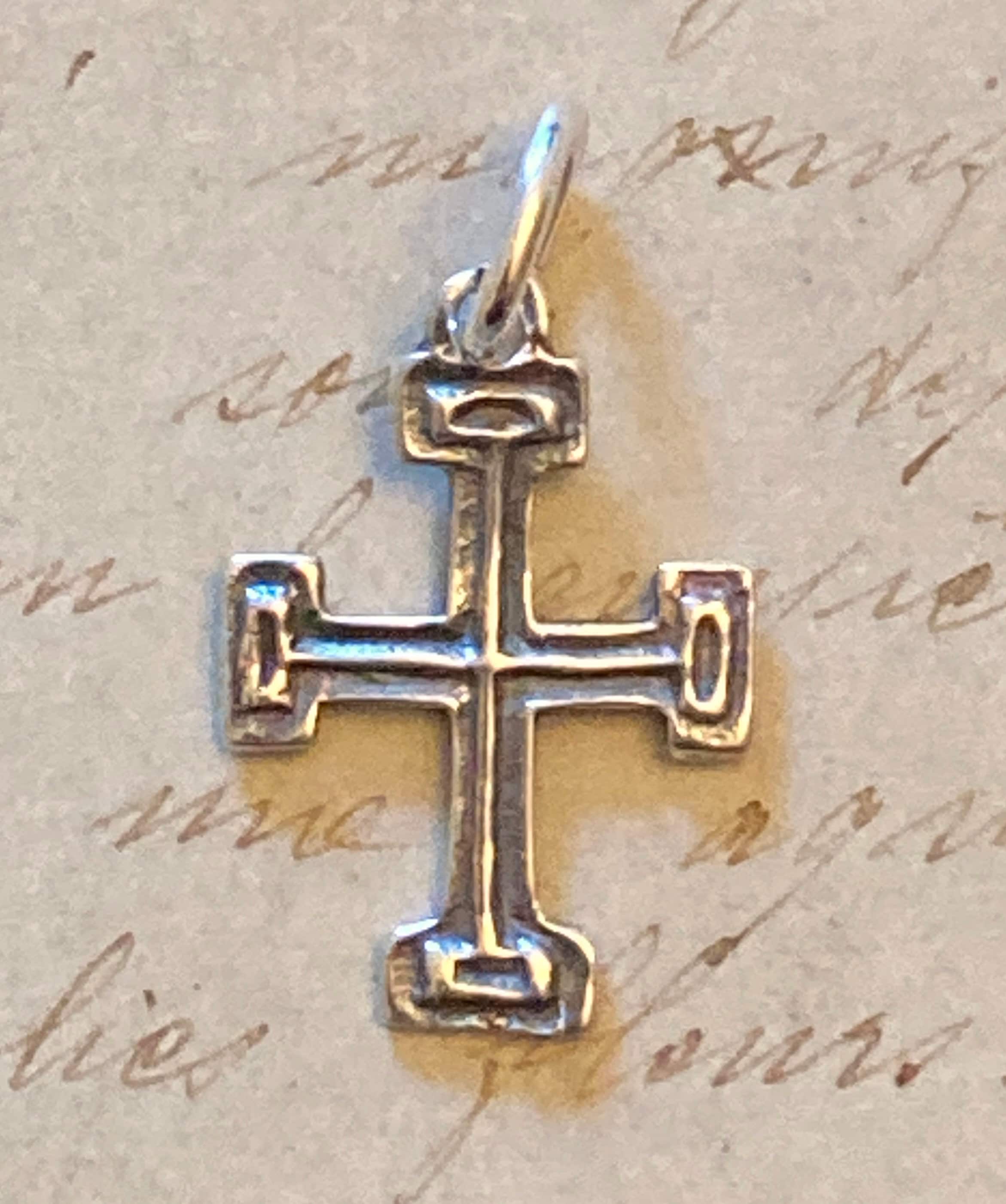 Small Cross Potent/Cross Crutch Medal - Sterling Silver Antique Replica