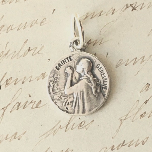 St Genevieve – Patron against plague, fever and disasters - Sterling Silver Antique Replica