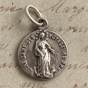 Our Lady of Travelers Small Medal - Sterling Silver Antique