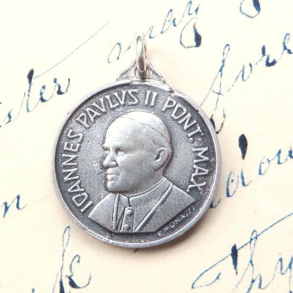 St John Paul II Medal - Sterling Silver Vintage Replica - Patron of Parkinsons Disease