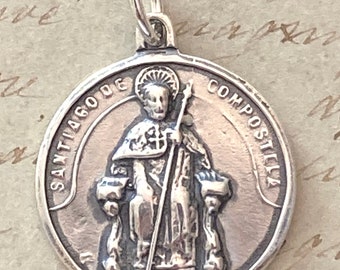 St James Medal - Patron of arthritis suffers and pharmacists - Sterling Silver Antique Replica