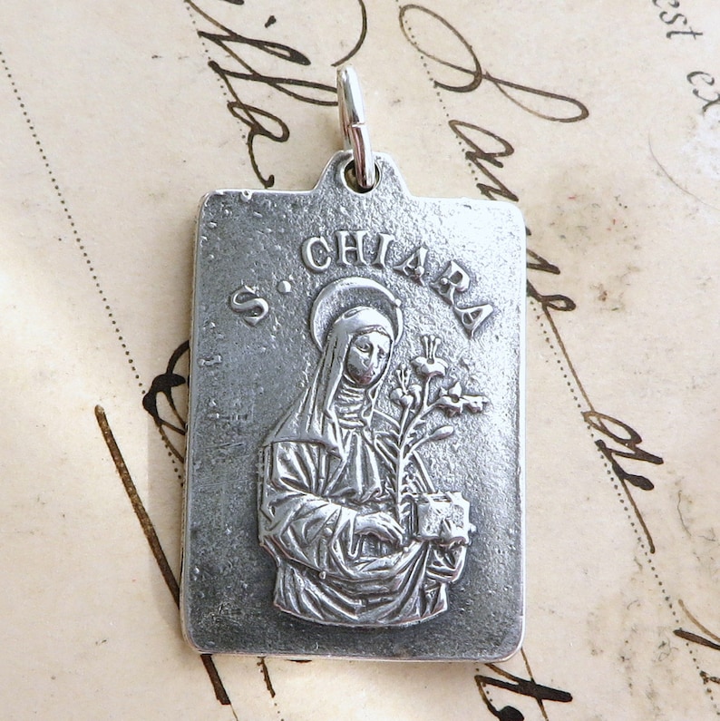 St Francis of Assisi Feeding the Birds Large Medal Sterling Silver Antique Replica Patron of Animals and the Environment image 2