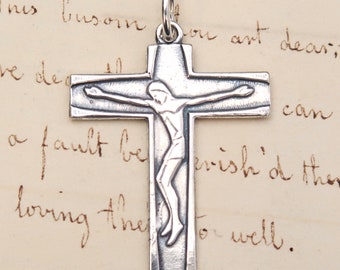 Crucifix In A Modern Style - Sterling Silver Antique Replica