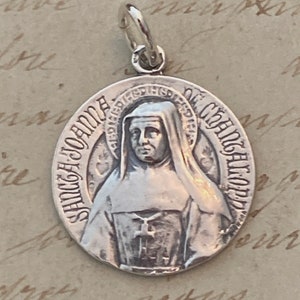 St. Jane de Chantal-medaille-medaille - sterlingzilver - patroonheilige van schoonfamilieproblemen, vergeten mensen en verlies van ouders