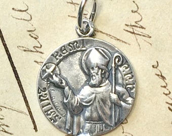 St Remi Medal - Sterling Silver Antique Replica - Patron of against epidemics and fever