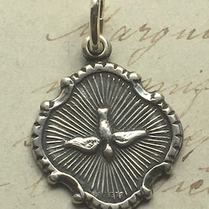 Confirmation Medal with Dove - Sterling Silver Antique Replica
