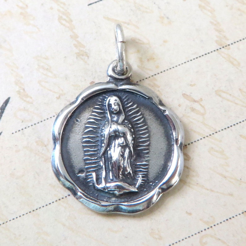 Our Lady of Guadalupe / St Christopher Medal  Sterling Silver image 0