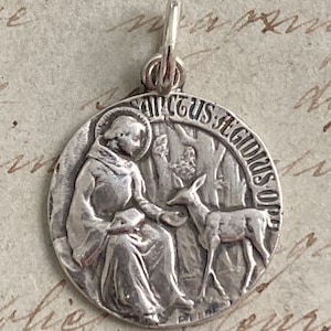 St Giles Medal - Sterling Silver Antique Replica - Patron of cancer patients and people with physical disabilities