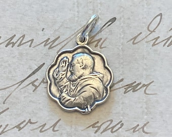 St Padre Pio Medal – Sterling Silver Antique Replica – Patron of adolescents and stress relief
