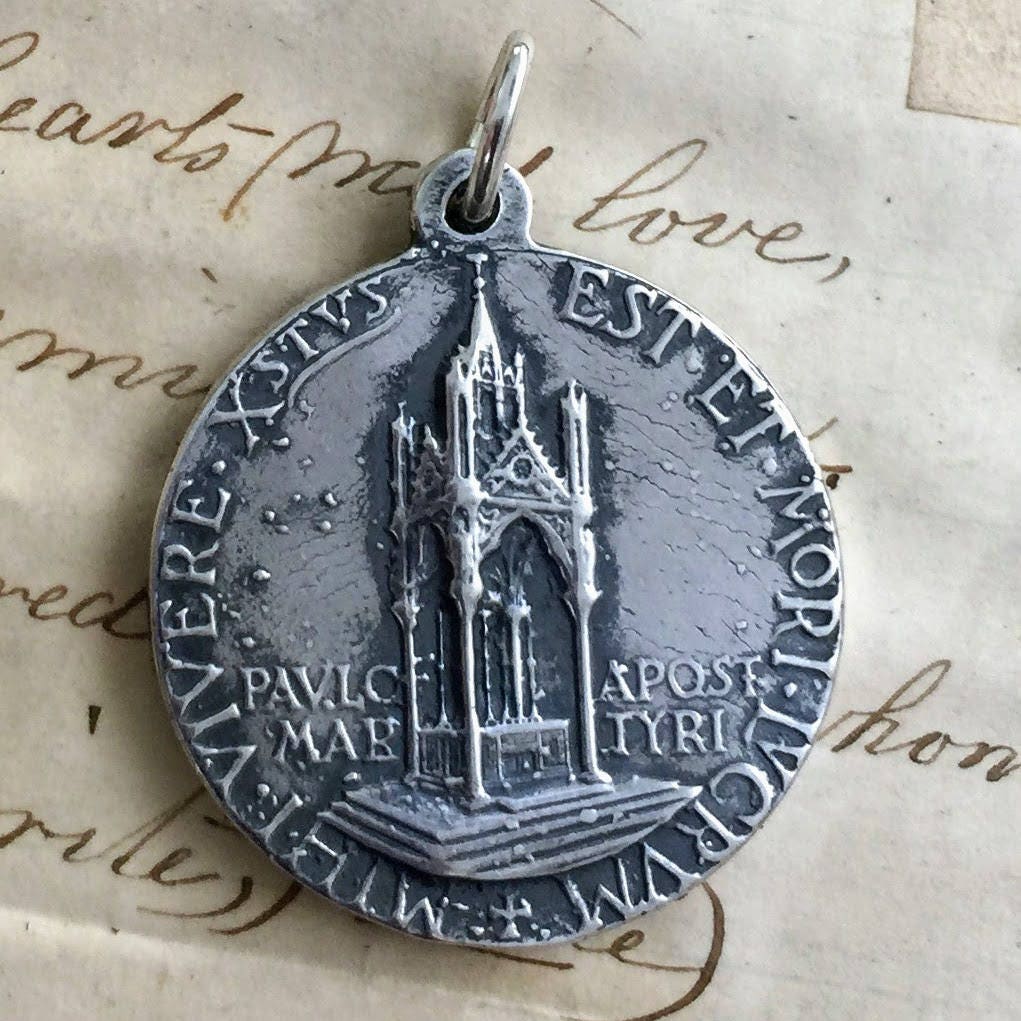 St Paul Medal - Sterling Silver Antique Replica - Patron of Writers - Etsy
