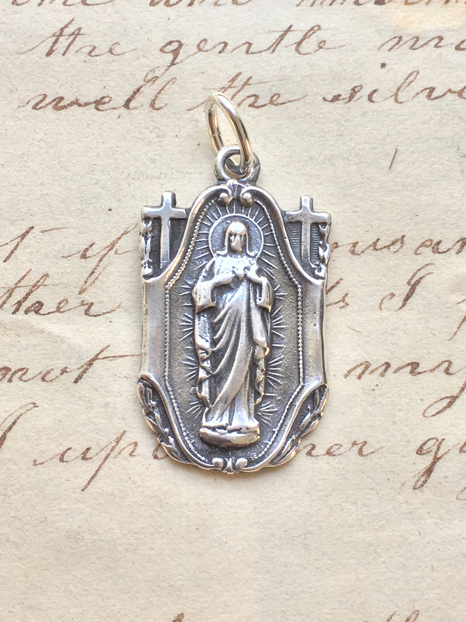 Sacred Heart of Jesus / Ourmount Carmel Scapular - Sterling Silver ...