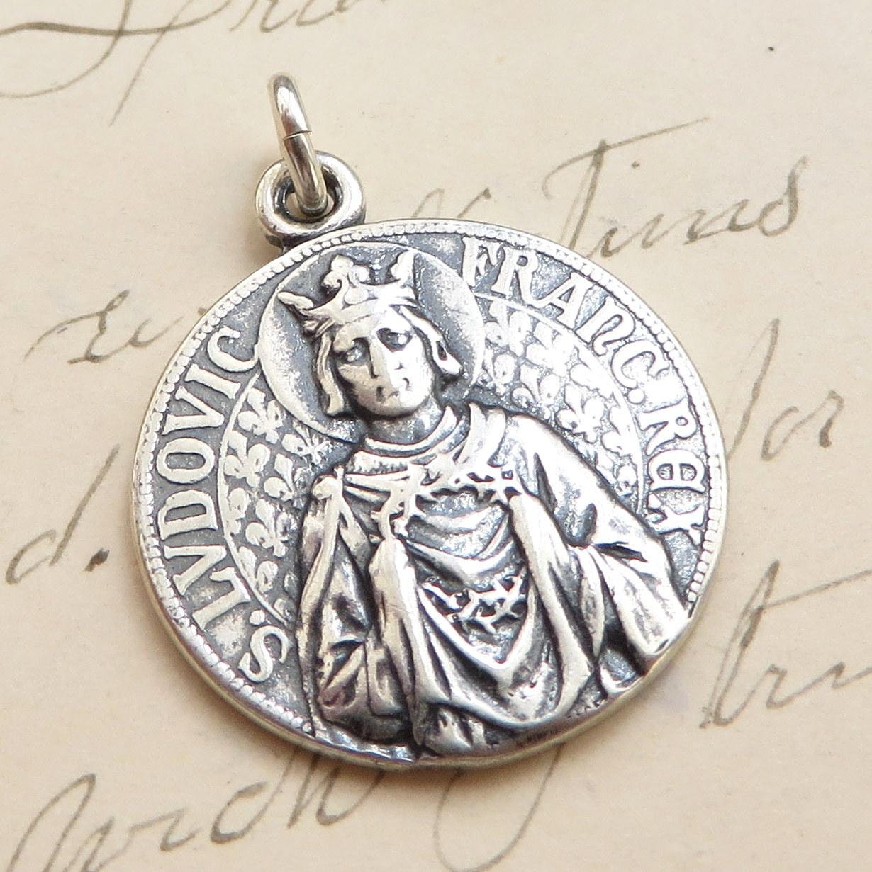 St Louis Medal - Patron of Bridegrooms, Parents and Barbers - Sterling ...