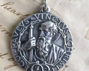 St Paul Medal - Sterling Silver Antique Replica - Patron of writers