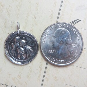 St Christopher Wax Seal Medal Patron of travelers, against storms & sailors Sterling Silver Antique Replica image 4